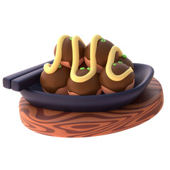 Takoyaki In 3d render for graphic asset web presentation or other 