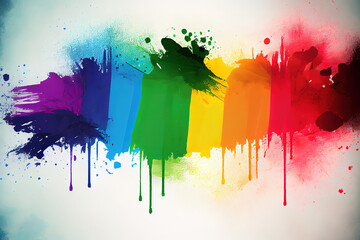 Surprising Background image of vibrant rainbow flag in paint with smudges. Generative Ai