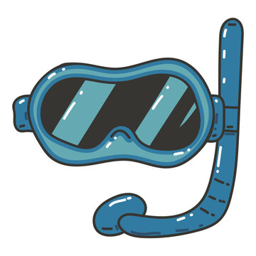 recommend clip art: Swim and diving mask with snorkel vector cartoon illustration isolated on a white background.