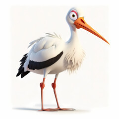 Stork Isolated On White. Generative AI