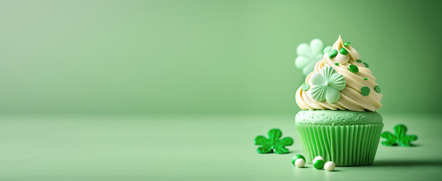 Saint Patrick's Day green cupcake , Generative Ai