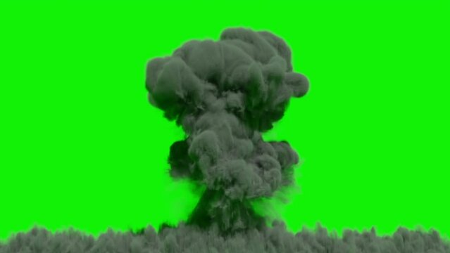 Black smoke explosion in green background