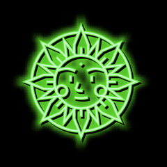 sun occult symbol neon glow icon illustration