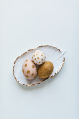 Pile of golden  Easter eggs