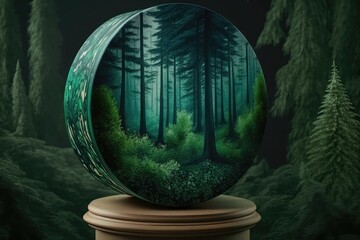 Obraz premium Futuristic fantasy landscape of the future with abstract landscape in the forest.