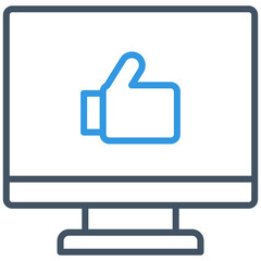 Obraz premium desktop computer and thumb up icon
