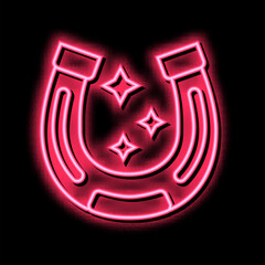 lucky horseshoe lotto neon glow icon illustration