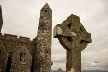 Irisches Kreuz am Rock of Cashel, Irland, Europa