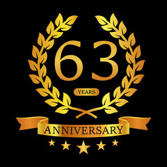 63 th Anniversary logo template illustration. suitable for you