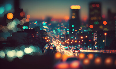 Night city life with bokeh background - 577946026