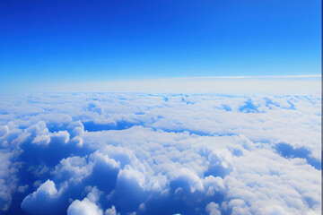Fototapeta premium Aerial view of white cloud and blue sky. Generative Ai