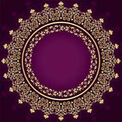 Vector vintage golden frame on dark purple