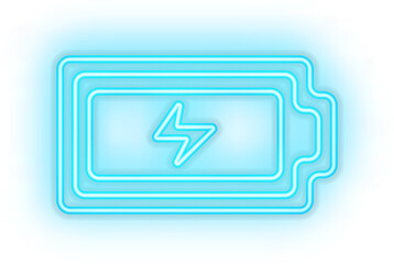 Blue illuminated neon light icon sign battery power