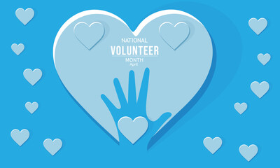 April is National Volunteer Month.  Template for background, banner, card, poster 