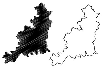 Cotswold Non-metropolitan district (United Kingdom of Great Britain and Northern Ireland, ceremonial county Gloucestershire or Glos, England) map vector illustration, scribble sketch map