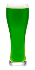 Full glass of green ale to selebrate St. Patrick's Day isolated on white background