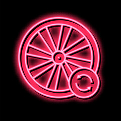 bicycle wheel alignment neon glow icon illustration