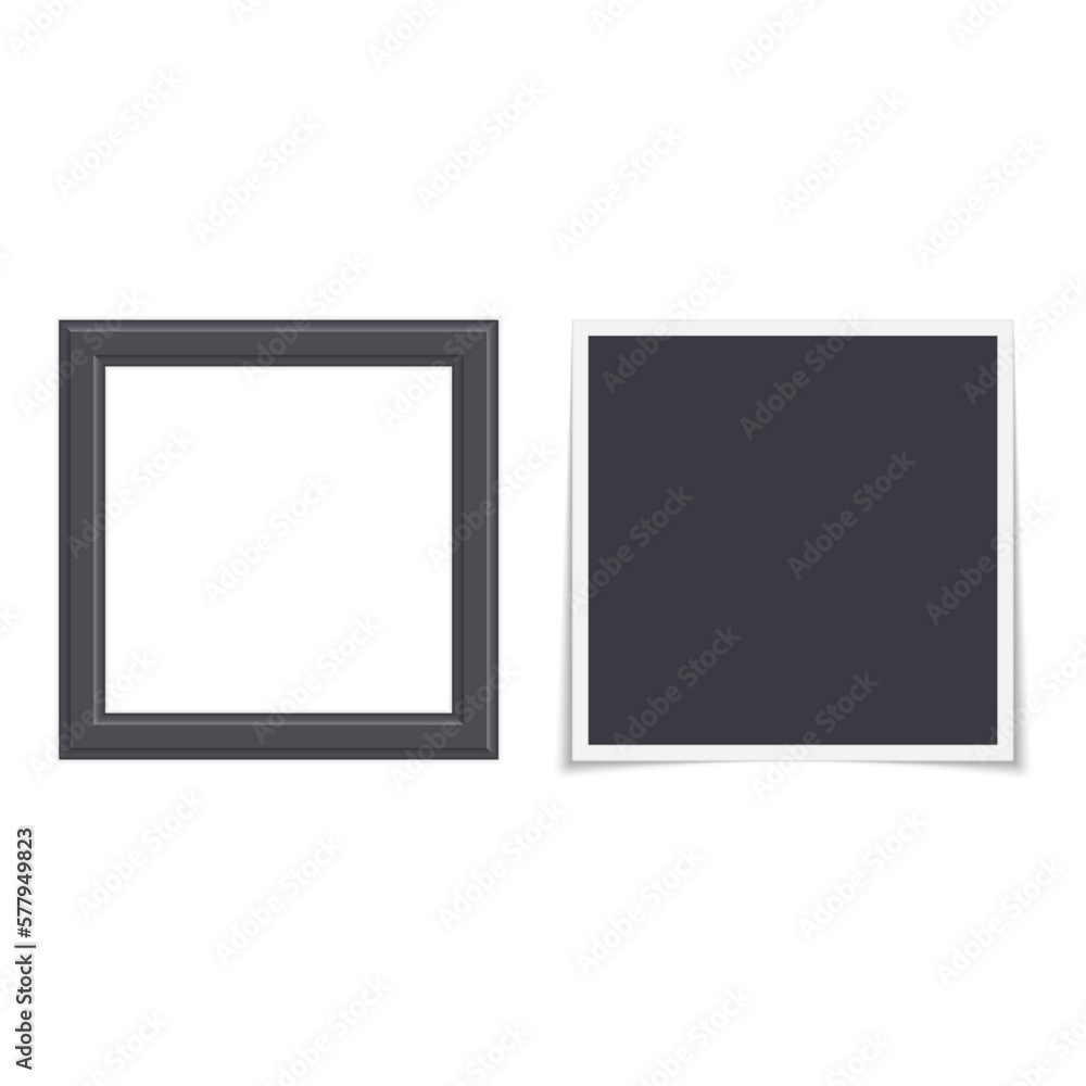 Poster collection of vector blank photo frames with shadow effects isolated on white background. set differ