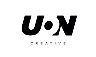 UON letters negative space logo design. creative typography monogram vector