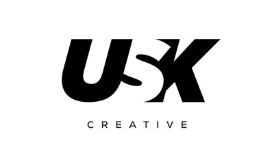 USK letters negative space logo design. creative typography monogram vector