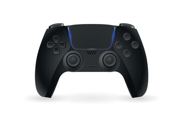 Black gamepad isolated on white background. EPS10 vector illustration with simple gradients.