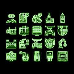 Semiconductor Manufacturing Plant neon glow icon illustration