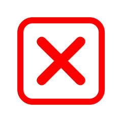 red cross Mark icon with lines
