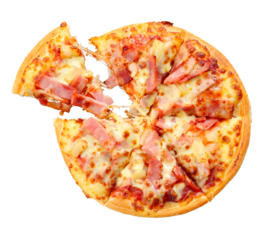 Isolated pizza on white, transparent background, png 