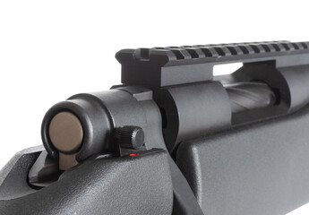 Safety in the safe position on a bolt action rifle