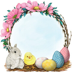 watercolor floral spring wreath