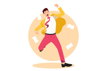 happy businessman jumping, victory, successful, joyful, celebrating