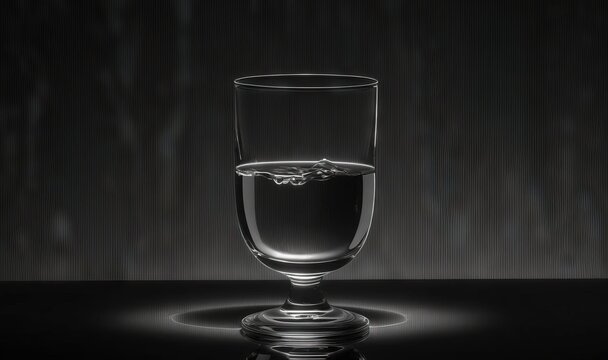  a glass filled with water sitting on top of a table.  generative ai