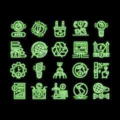 Energy Saving Tool neon glow icon illustration