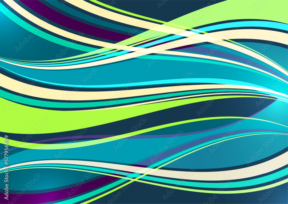 Poster bright overlapping flowing stripes and lines. modern design. vector