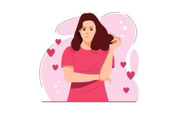 Young beautiful woman with long hair. Fashion woman. Vector illustration