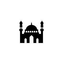 Fototapeta na wymiar simple flat mosque icon design vector, mosque silhouette