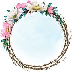 watercolor floral spring wreath
