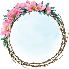 watercolor floral spring wreath