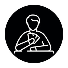 Player black line icon. Casino game.
