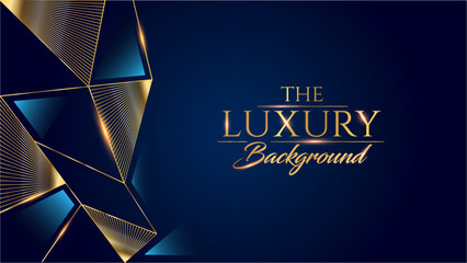 Blue Golden Polygonal Edge Triangle Corner. Royal Awards Graphics Background. Glowing Lines Elegant Shine Modern Template. Luxury Premium Corporate Template. Triangle shape Abstract Certificate 