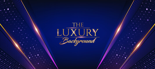 Dark Blue Golden Royal Awards Graphics Background. Lines Dotted Shimmer Elegant Shine Modern Template. Luxury Premium Corporate Abstract Design Template. Classic Shape Post. Center LED Screen Visual. 
