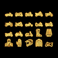 Motorcycle Bike Transport Types neon glow icon illustration