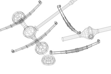 3D illustration. Rear old truck suspension - 3D print ready - 577959027