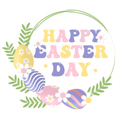 Easter egg with buuny and flower transparent backgound, Easter day Png