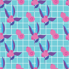 pink berries retro style repeat pattern seamless
