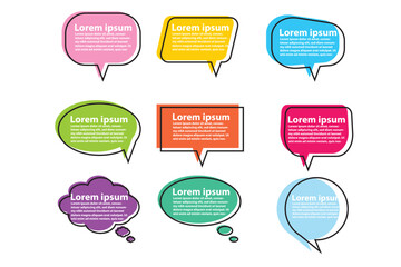 Colorful speech bubbles set.Set abstract bubble for message and communication on white background.