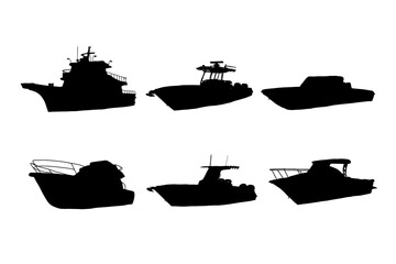 Set of silhouettes of boats vector design