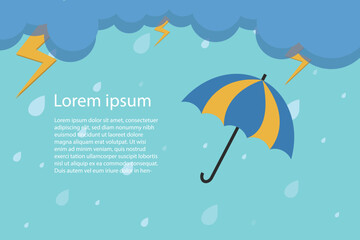 Monsoon season background with cloud rain and umbrella business financial marketing advertisement concept .