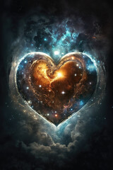 a wonderful illustrated galaxy heart, wallpaper theme, generative ai technology