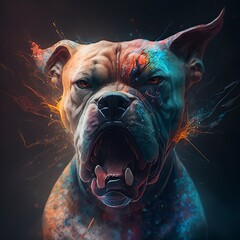 Angry colored dog barking